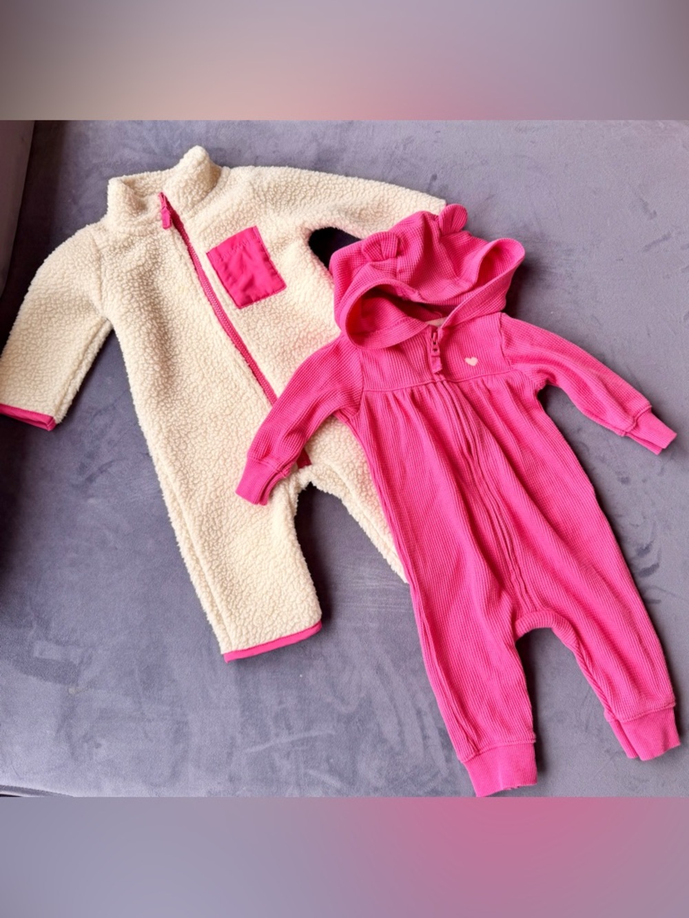 Carters Bundle▪️Pink & Fleece One-Pieces ▪️ Size 3 Months